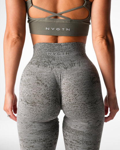 Women Khaki Green Digital Seamless Leggings - NVGTN