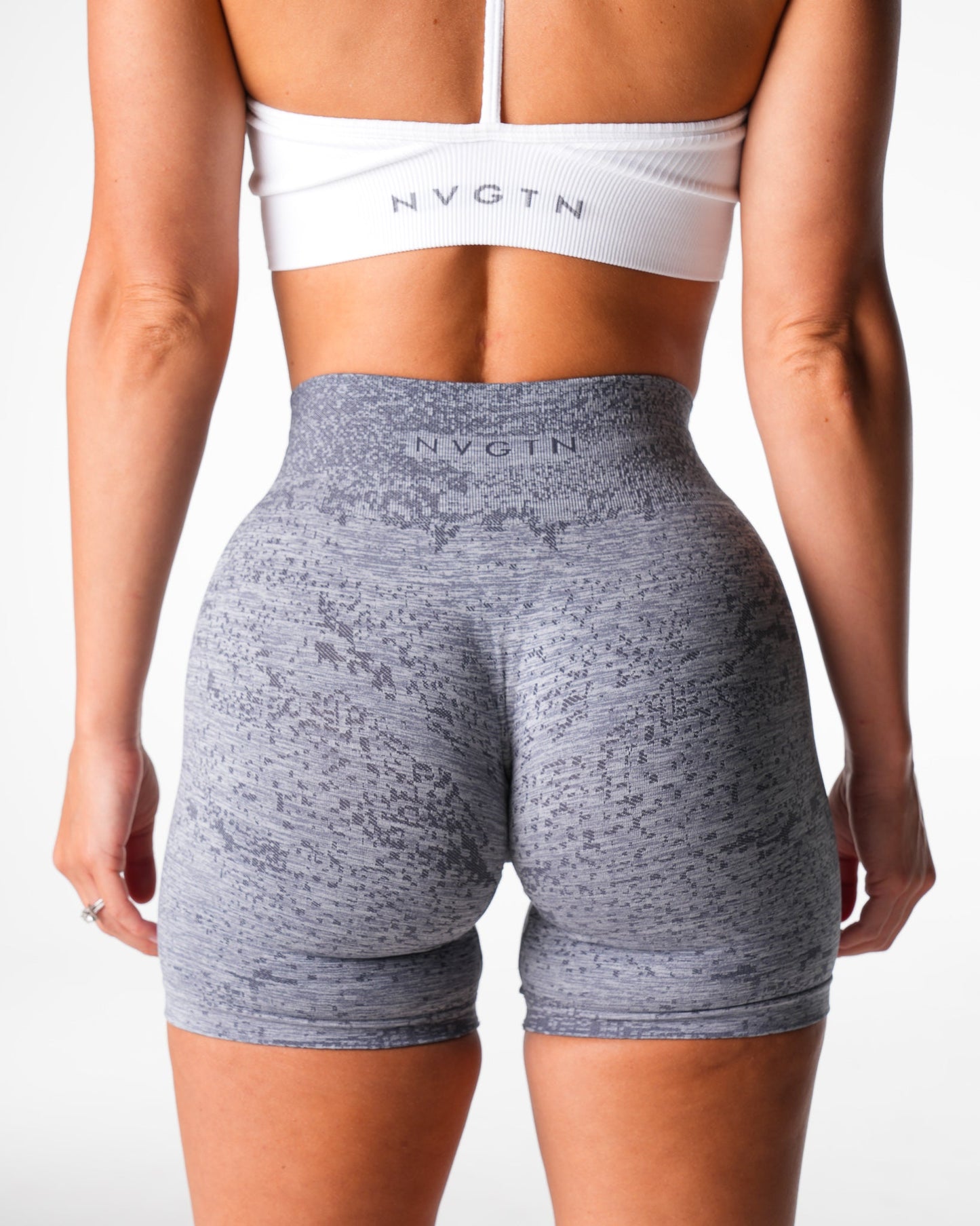 Women Grey Digital Seamless Shorts - NVGTN
