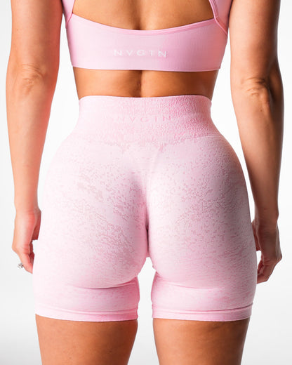 Women Baby Pink Digital Seamless Shorts - NVGTN