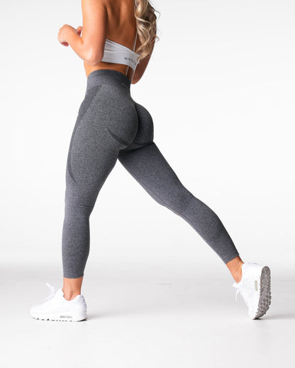 Women Black Speckled Mid Rise Contour Seamless Leggings - NVGTN