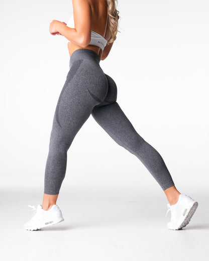 Women Black Speckled Mid Rise Contour Seamless Leggings - NVGTN