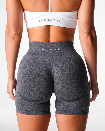 Women Black Speckled Mid Rise Contour Seamless Shorts - NVGTN