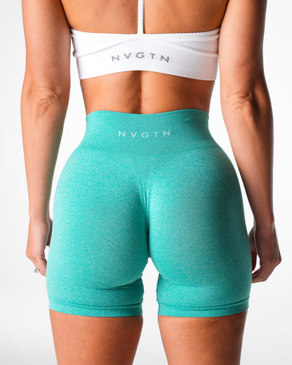 Women Turquoise Mid Rise Pro Seamless Shorts - NVGTN