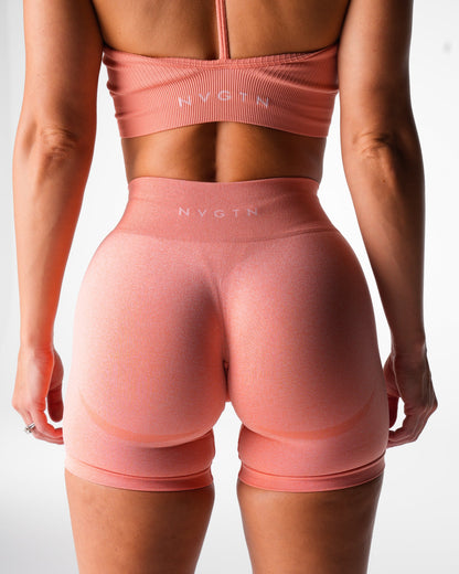 Women Peach Mid Rise Contour Seamless Shorts - NVGTN