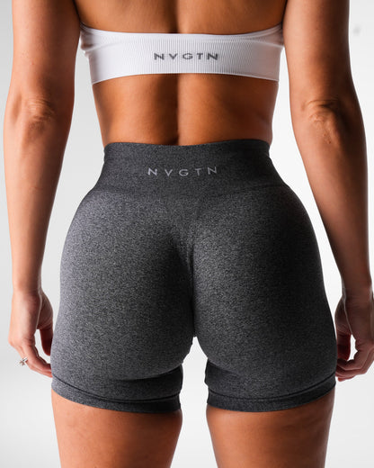 Women Black Speckled Mid Rise Pro Seamless Shorts - NVGTN