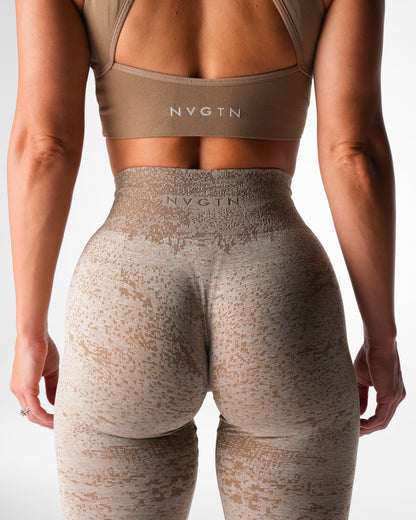 Women Beige Digital Seamless Leggings - NVGTN