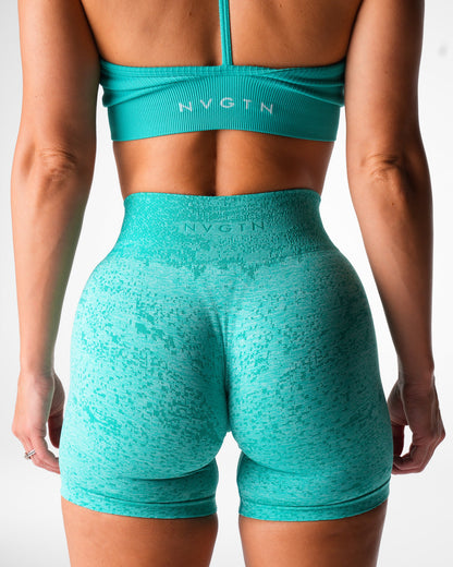 Women Turquoise Digital Seamless Shorts - NVGTN
