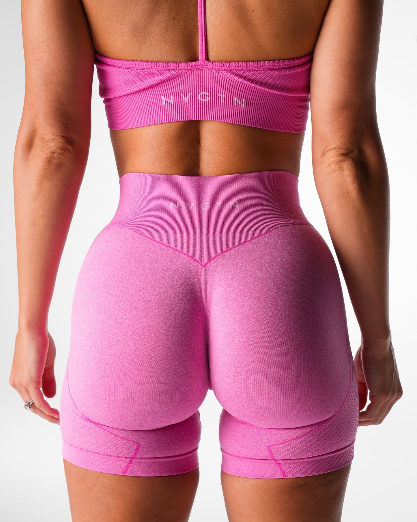 Women Bubble Gum Pink Figure Seamless Shorts - NVGTN