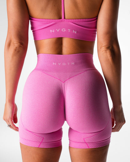 Women Bubble Gum Pink Figure Seamless Shorts - NVGTN