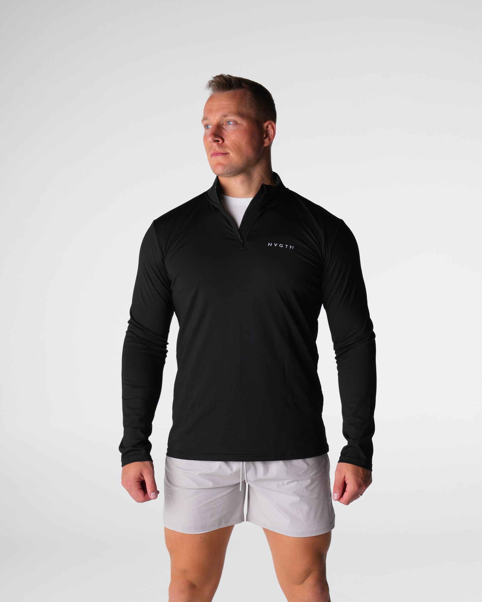 Men Black Skyline Quarter Zip - NVGTN
