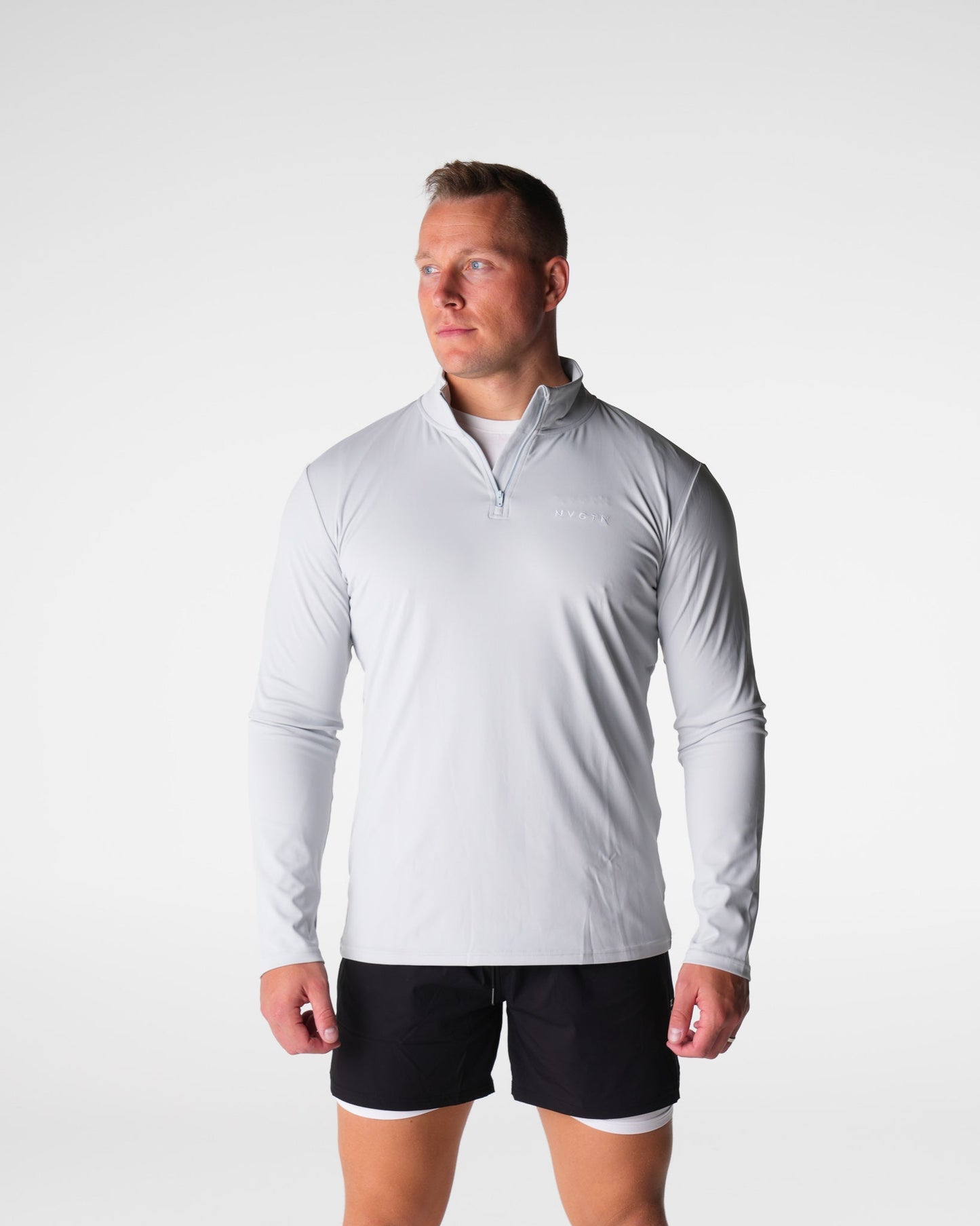 Men Light Grey Skyline Quarter Zip - NVGTN