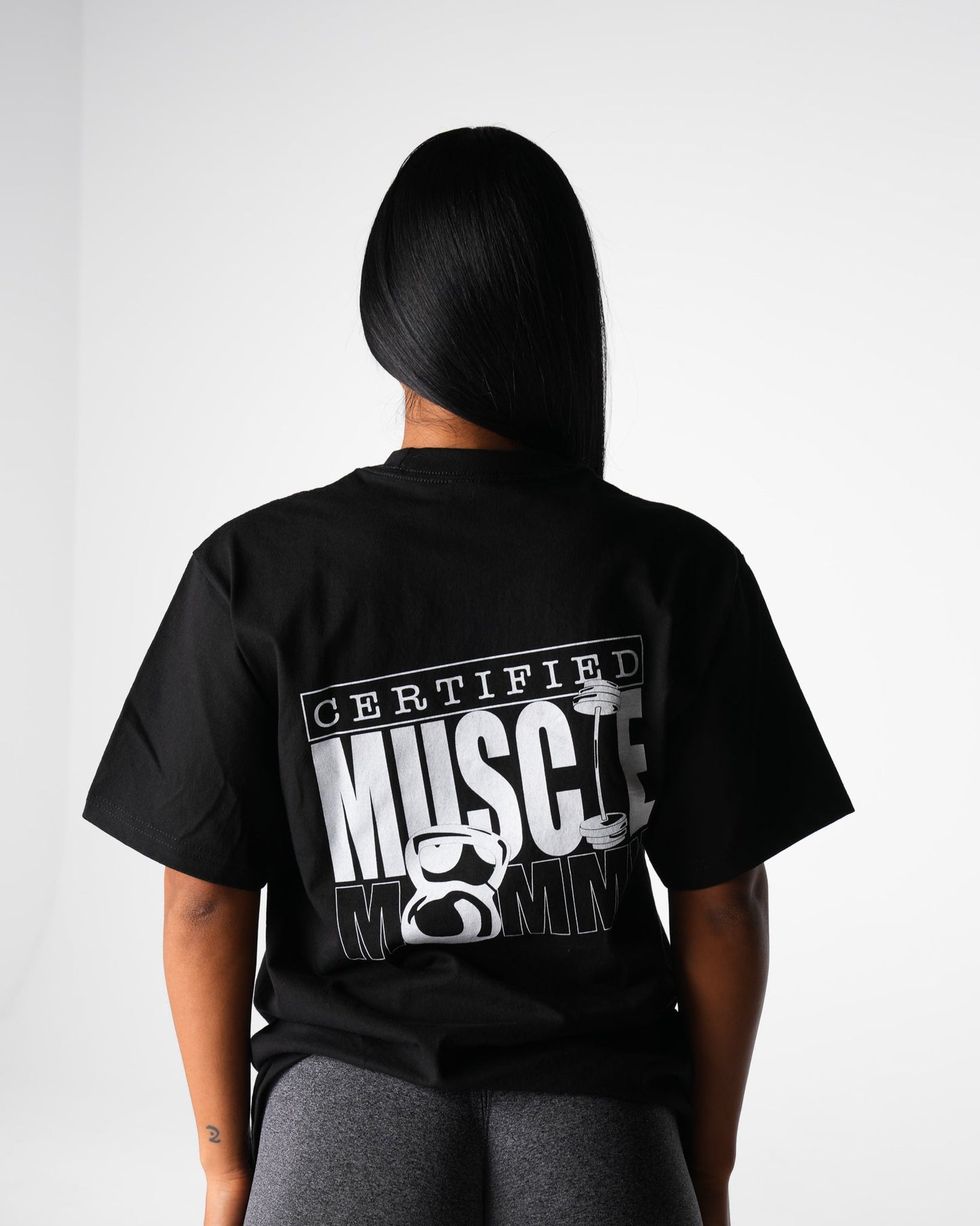 Women Black Muscle Mommy Graphic Tee - NVGTN
