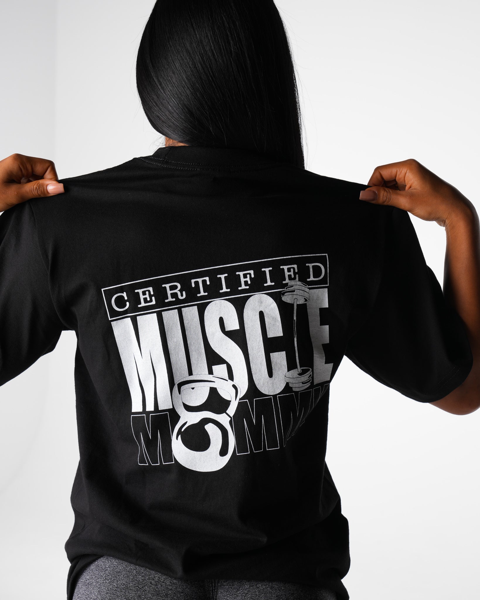 Women Black Muscle Mommy Graphic Tee - NVGTN