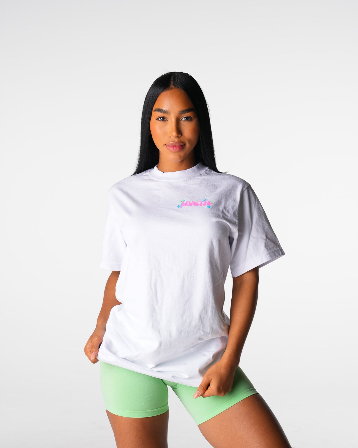 Women White Gym Girl Era Graphic Tee - NVGTN