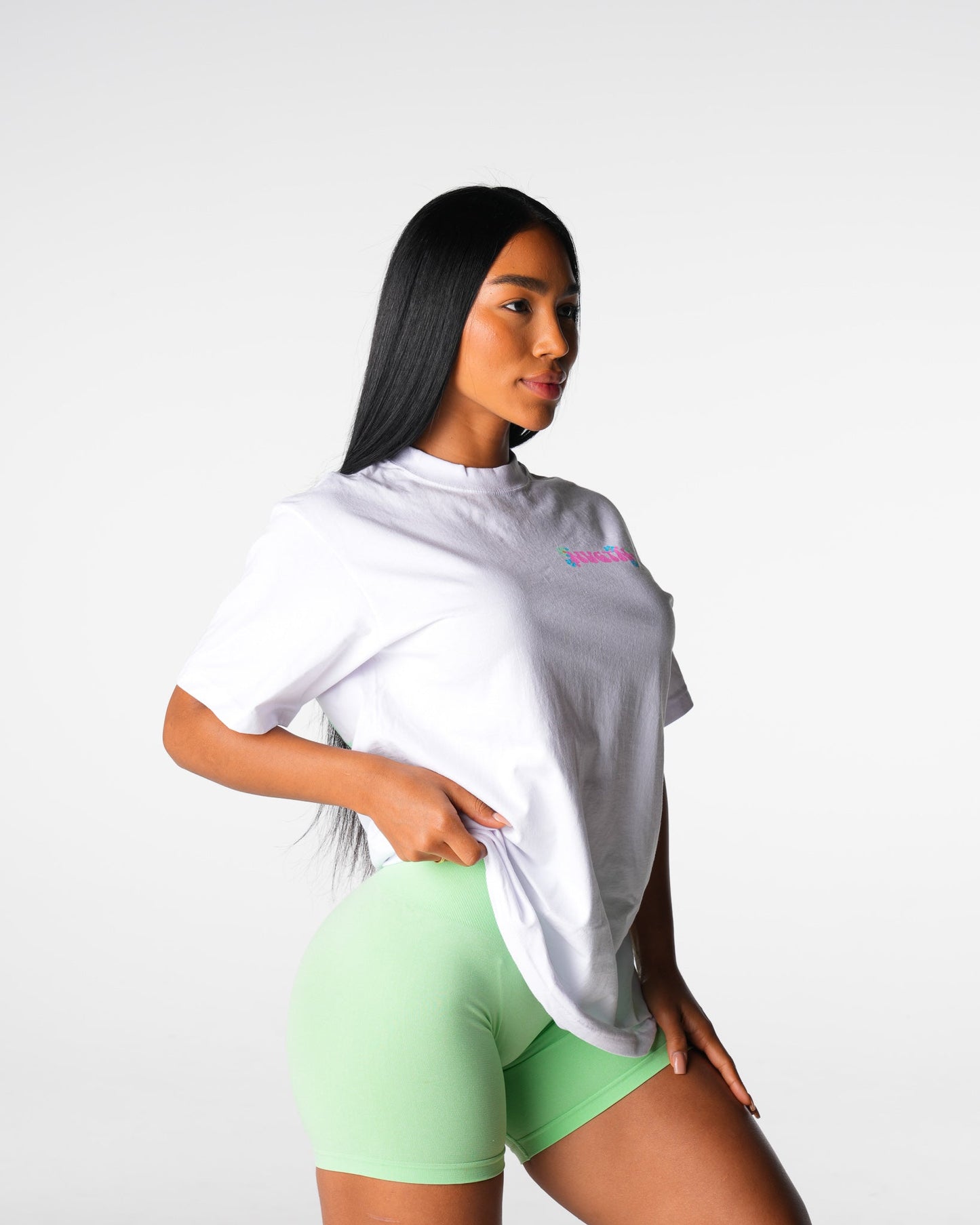 Women White Gym Girl Era Graphic Tee - NVGTN