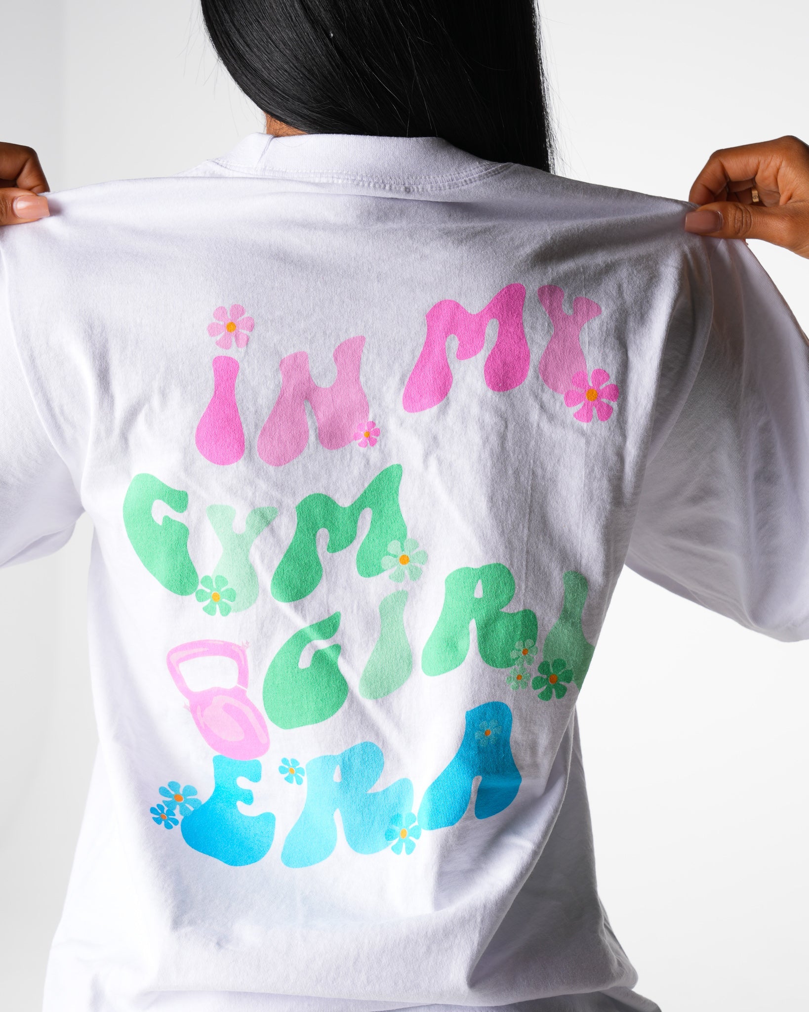 Women White Gym Girl Era Graphic Tee - NVGTN