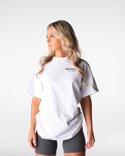 Women White Navigation Graphic Tee - NVGTN