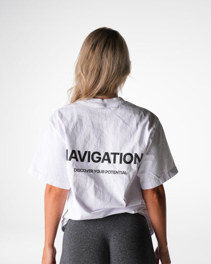 Women White Navigation Graphic Tee - NVGTN