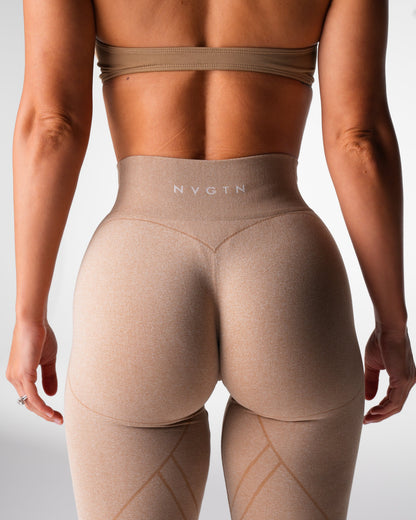 Women Beige Geo Seamless Leggings - NVGTN