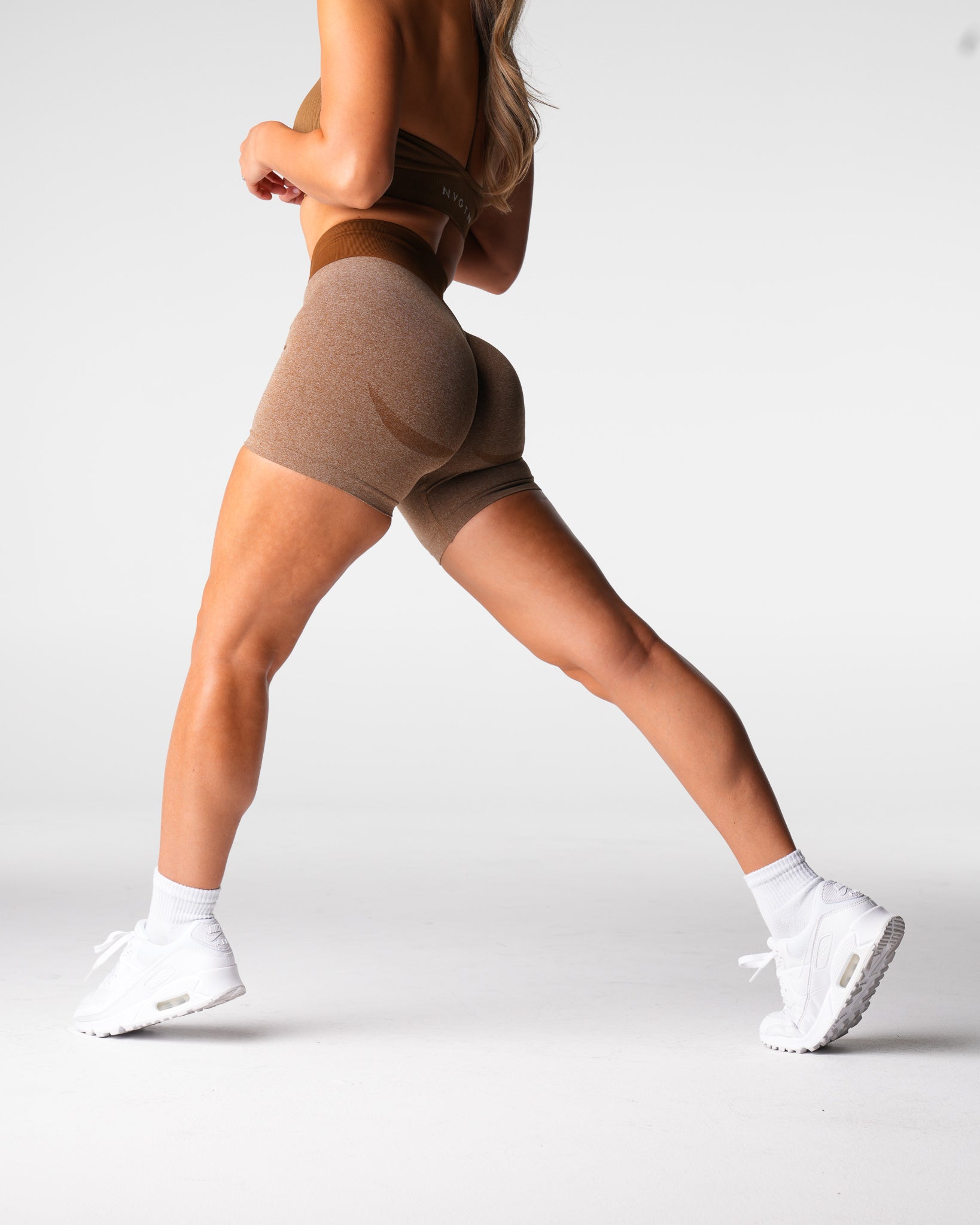 Women Mocha Knockout Seamless Shorts - NVGTN