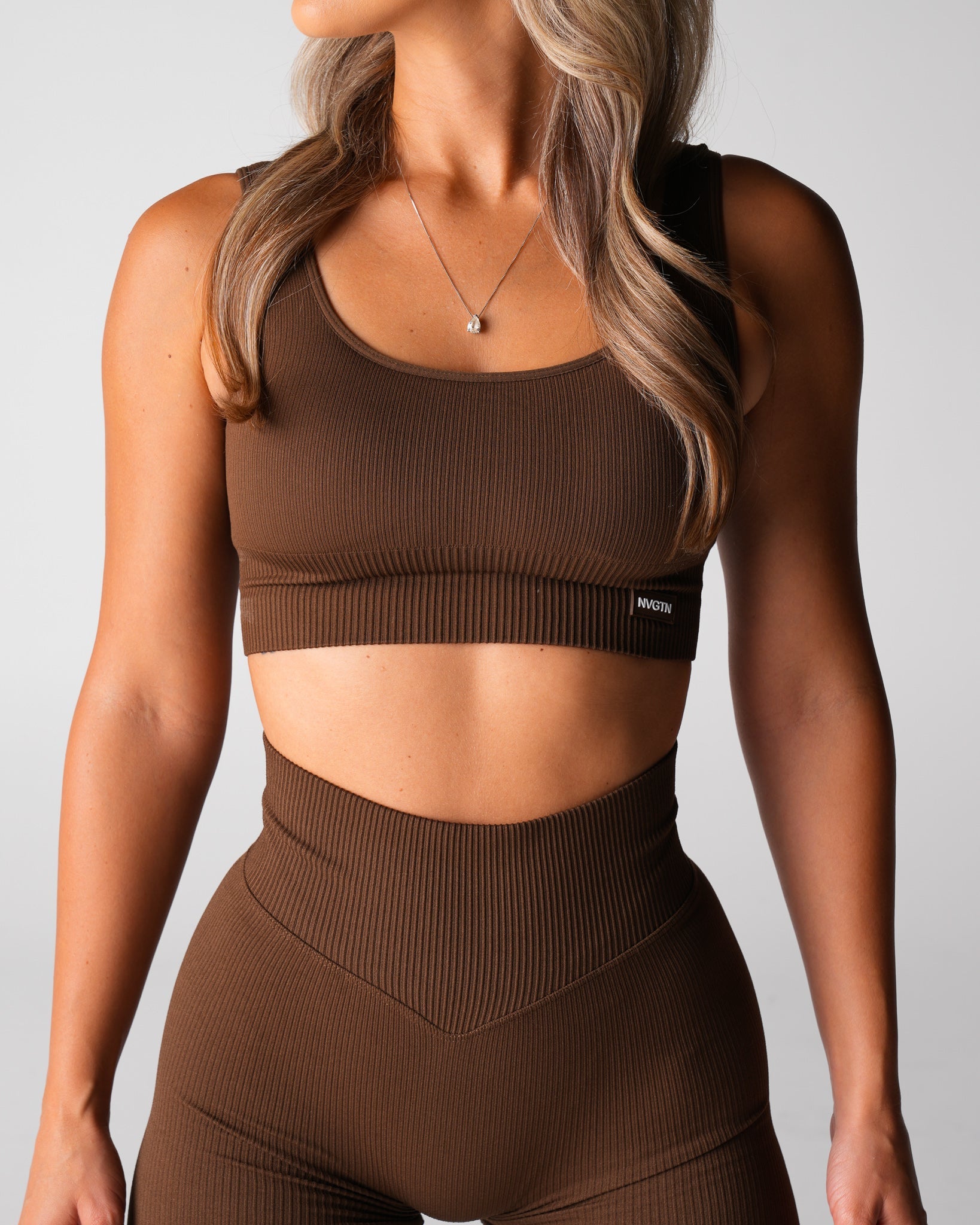 Women Hazelnut Harmony Ribbed Seamless Bra - NVGTN