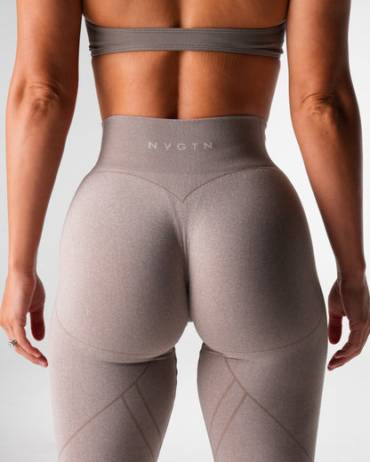 Women Taupe Geo Seamless Leggings - NVGTN