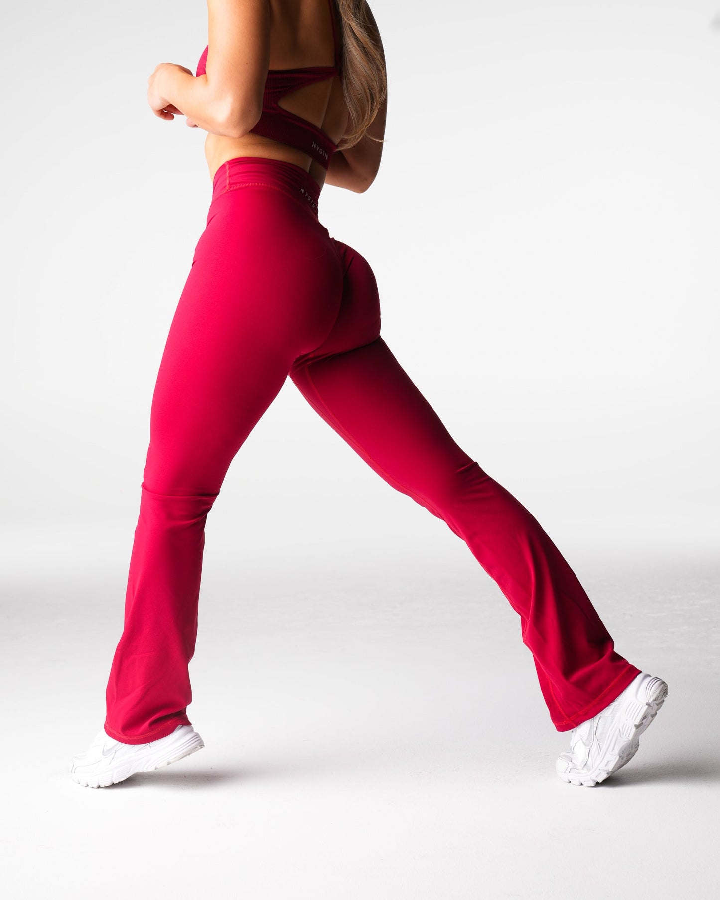 Women Ruby Red Effortless Flare Leggings - NVGTN