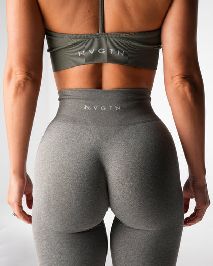 Women Khaki Green Iconic Seamless Flare Leggings - NVGTN