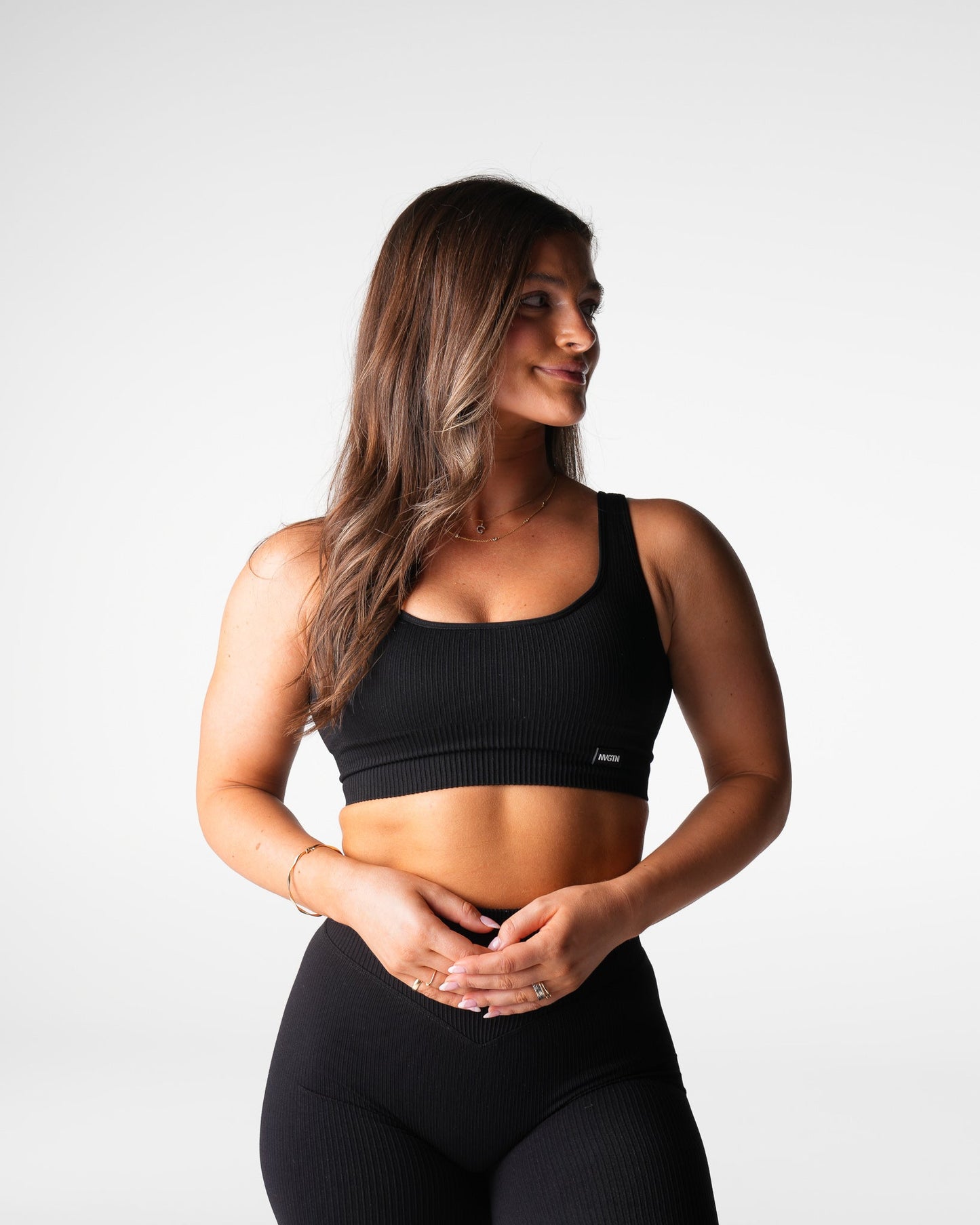 Women Black Harmony Ribbed Seamless Bra - NVGTN
