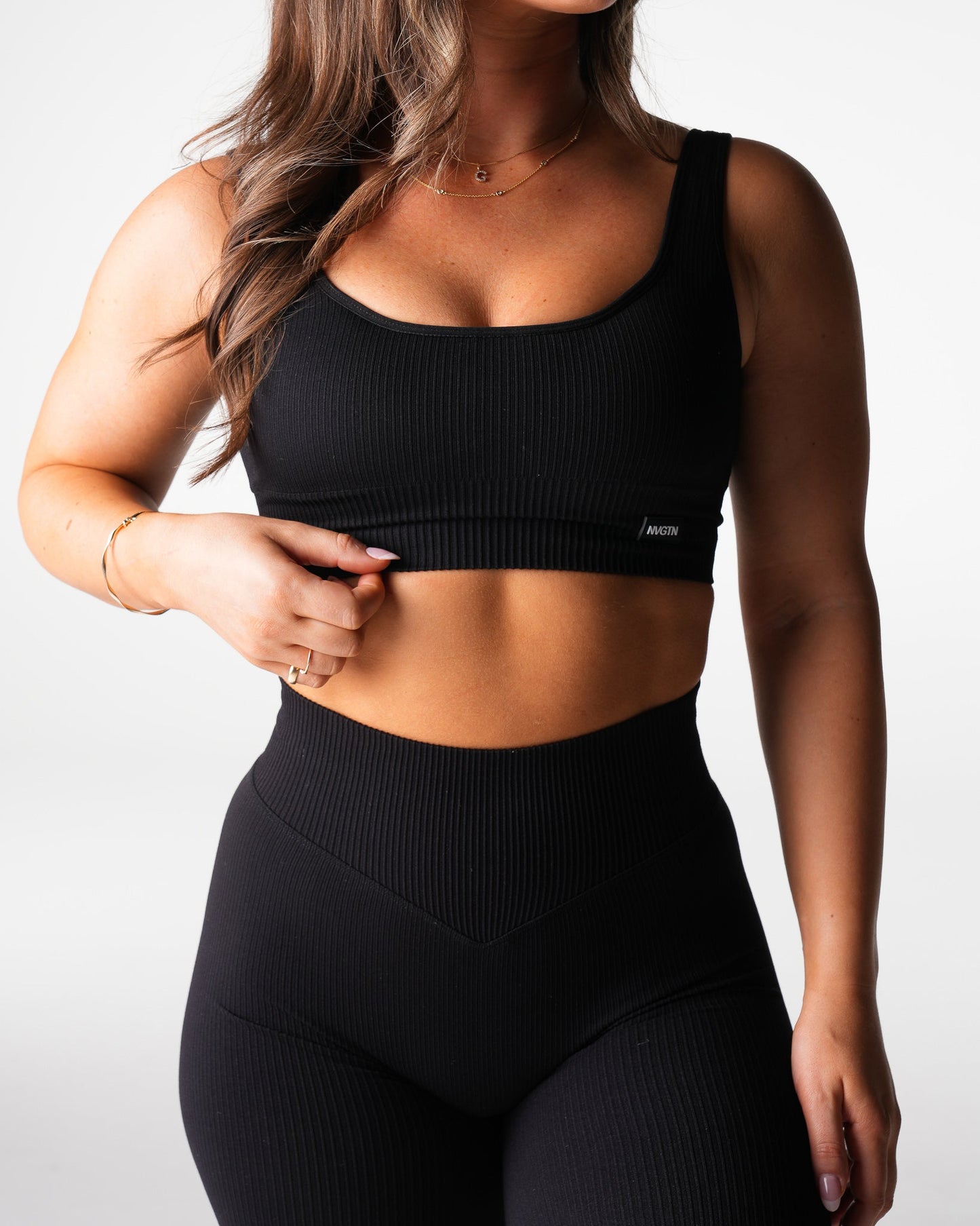 Women Black Harmony Ribbed Seamless Bra - NVGTN